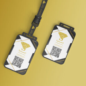 free corporate id card holder with lanyard mockup