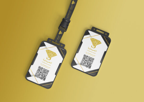 free corporate id card holder with lanyard mockup